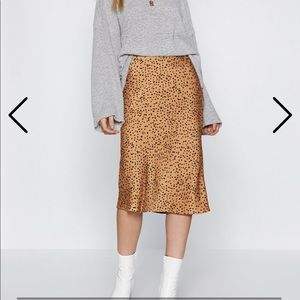 Nasty Gal Collection Spotty check Satin Midi Skirt